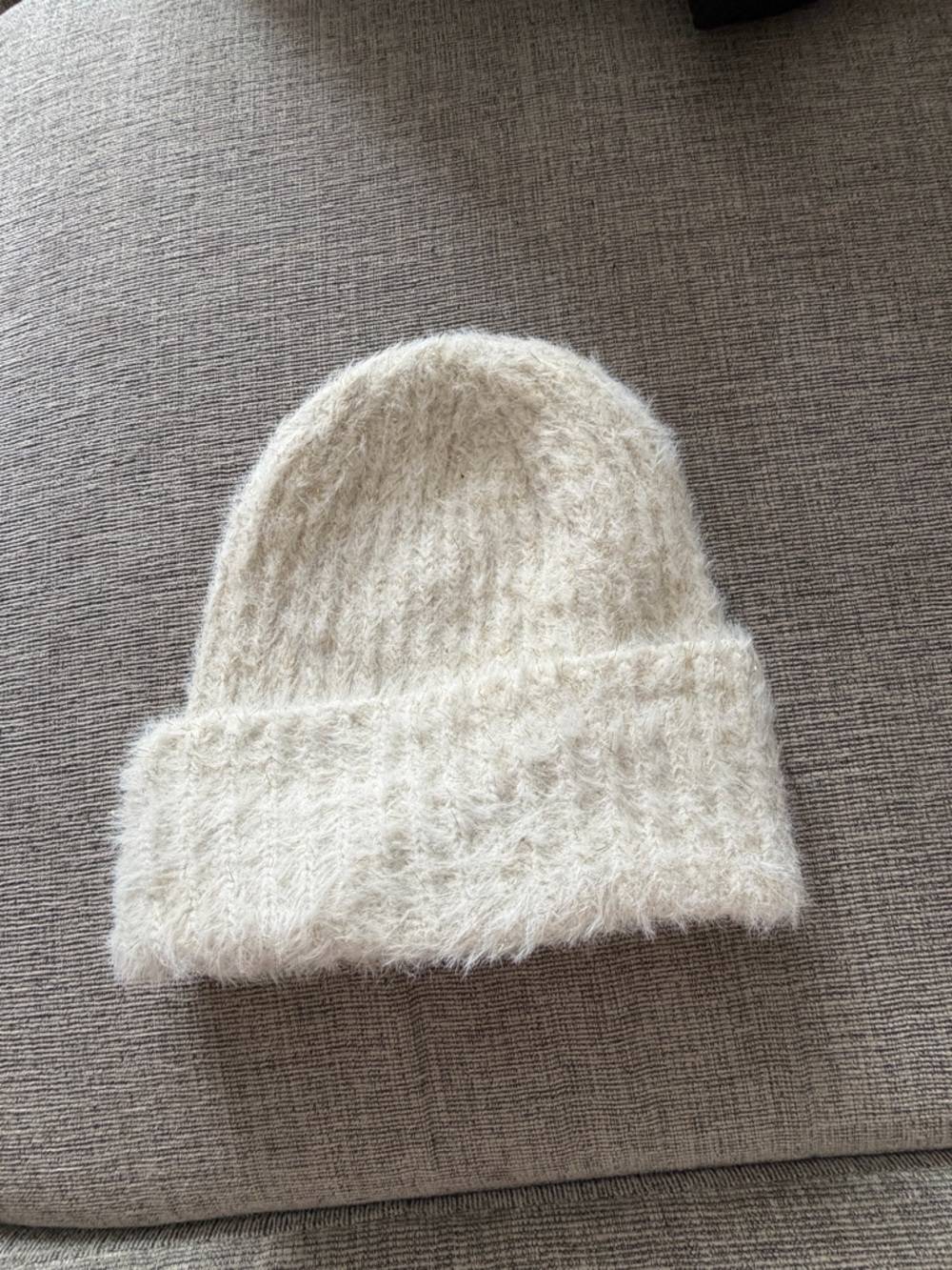Old Navy Fuzzy Cream Beanie with Metallic Accents